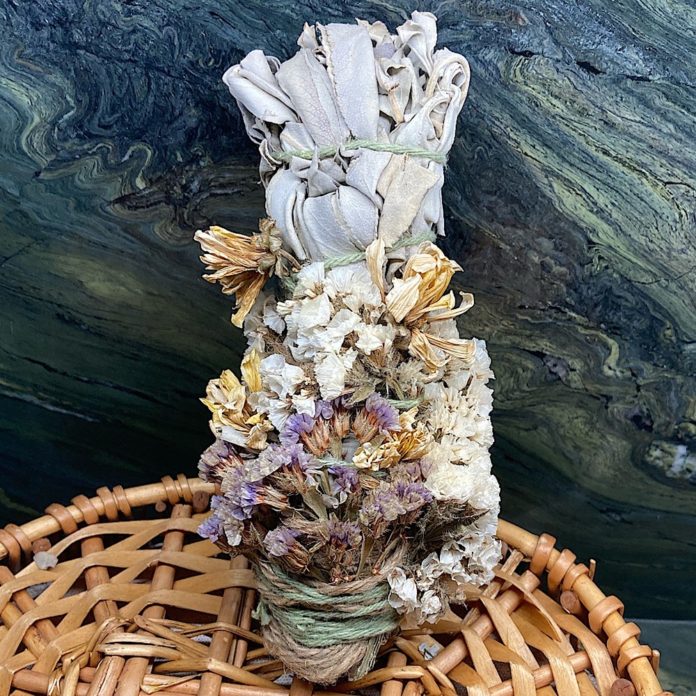 Romantic White Sage Floral Bouquet Hand Crafted New Organic